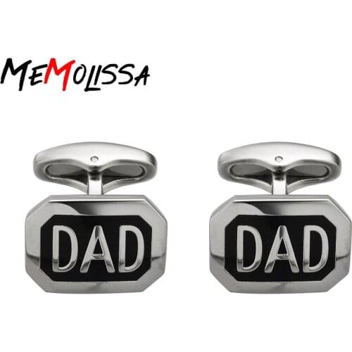 MeMolissa Enamel Black Dad Cufflinks for Fathers Day gemelos para hombre camisa gemelos cuff links
