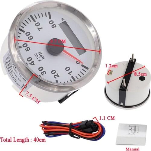 Marine Tachometer 8K Digital Meter fit Car Boat Diesel Generator Engine Gasoline Engine With Red Backlight 12-24V