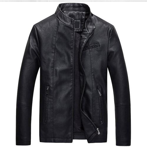 Men Spring New Motorcycle Causal Vintage Leather Jacket Coat Men Autumn Outfit Fashion Biker Pocket Design PU Leather Jacket Men