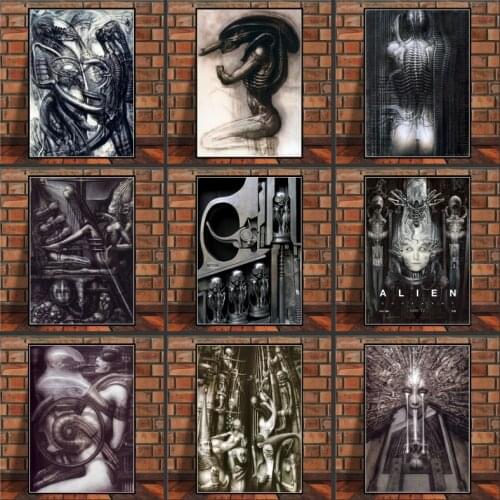 Posters and Prints Aliens Horror Artwork Painting Art Canvas Pictures on The Wall for Living Room Home Decoration