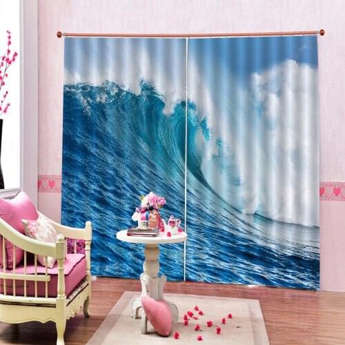 Customize Waves Flowing Water blackout Curtains for living room bedroom curtains Digital print