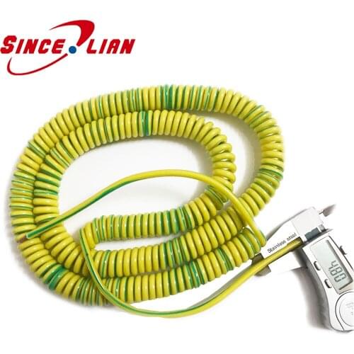Copper Core Spring Cable Single core 2.5 Square 2.5mm PU Telescopic Curve Cable Green Yellow ground wire 2.5M/5M