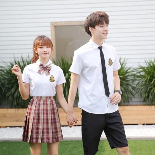 Plus Size Middle School Uniform Jk Uniform Short Sleeve Shirt Pleated Skirt Suit British Style Summer Graduation Class Uniform