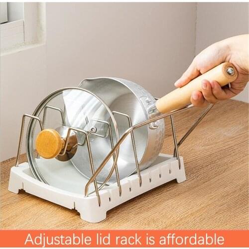 Adjustable kitchen pot lid rack drain pot lid cutting board storage rack spoon rack kitchen accessories cooking support rack