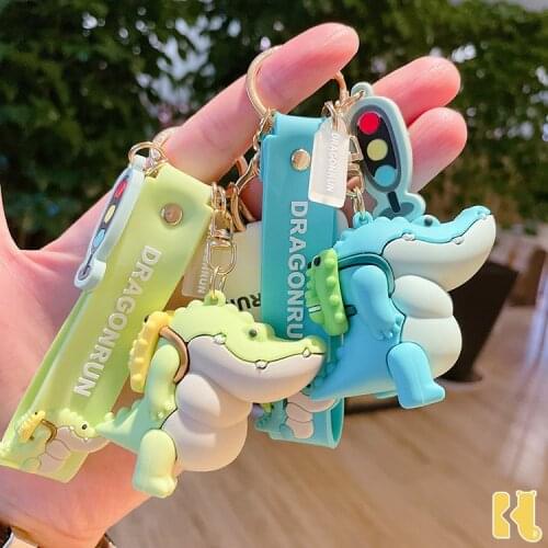 Cartoon Creative Cute Crocodile Keychain Bags Automobile Hanging Ornament Key Chain Couple Gifts Wholesale Keyring