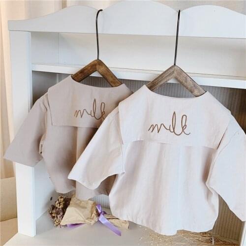 Baby Girl Lapel Shirt Spring Autumn 2020 New Little Girl Korean Embroidered Long Sleeve Shirt Kids Cute Blouse Toddler Top Tees