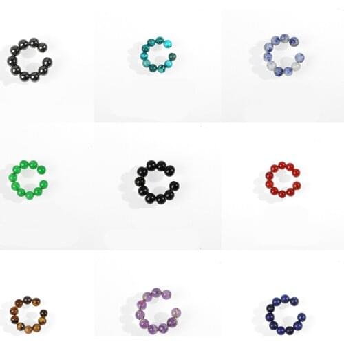 Boho Resin Beads Ear Cuff Clip on Earrings for Women Vintage Cartilage C Shape Non Pierced Earrings Punk Rock Earcuff Brincos