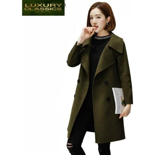 Wool 2021 Winter 100% Coat Women Long Jacket Ladies Double-faced Woolen Coats Autumn Tops Clothes Casaco Feminino LWL762
