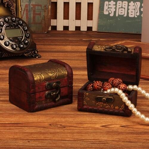 Jewelry Box Vintage Wood Handmade Box With Mini Metal Lock For Storing Jewelry Treasure Pearl Jewelry Organizer Fashion Gift Box