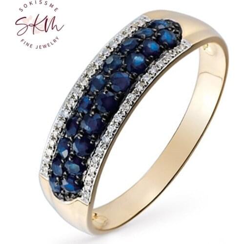 SKM Vintage designer sapphire rings for women luxury designer Engagement wedding rings designer Promise Bride Gift for wife