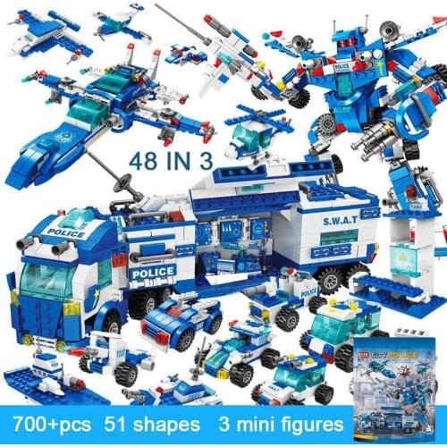 Building Blocks, City Police Station, planes, cars SWAT Military Bricks Toys for Children Kids