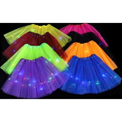 LED Skirt Glow Light Tutu Luminous Party Halloween Festival Wedding Birthday Christmas Tree Gift Xmas 2-8 Years Girls