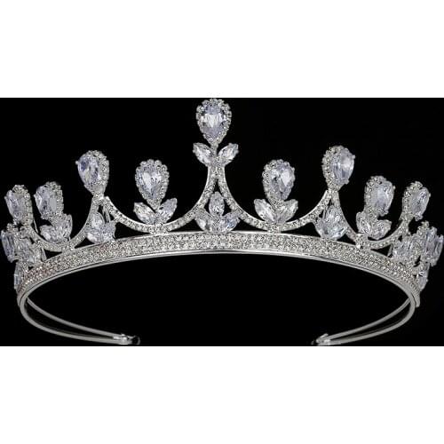 Tiaras and Crown HADIYANA Temperamento Nupcial Boda Women Wedding Hair Accessories Princess Crown Zircon BCY8947 Corona Princesa