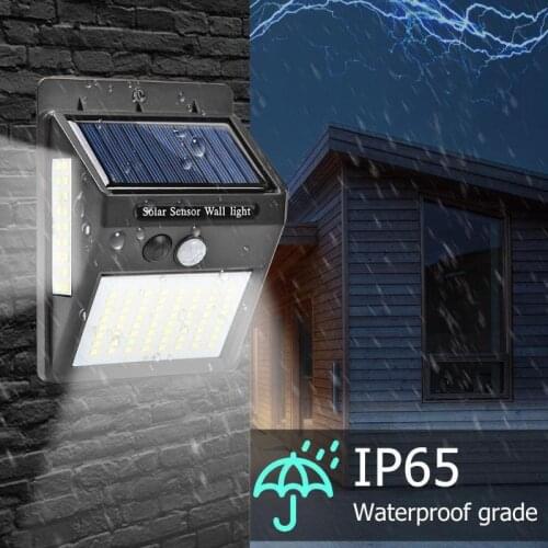 Solar LED Street Lamp 100 LEDs Outdoor Porch Light with PIR Motion Sensor IP65 Waterproof Solar Street Lights Wall Lamp Garden