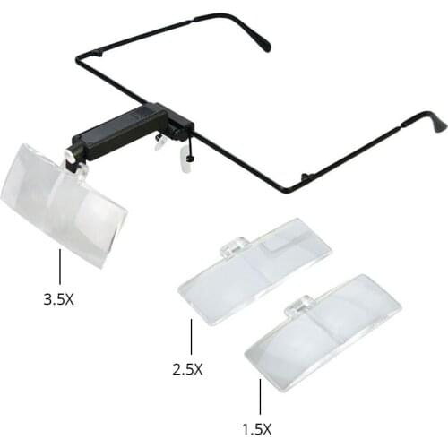 1.5X 2.5X 3.5X LED Magnifying Glass Eyeglasses Magnifier Loupe for Lash Extension