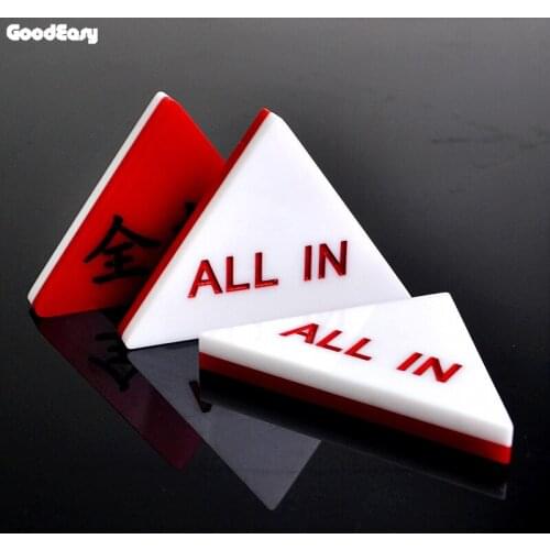 All In Dealer Button Pressing Triangle Acrylic Texas Hold'em Poker Casino White-Red ALL IN