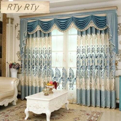 High Quality Embroidered Luxury Curtains Window For living Room Bedroom Kitchen Tulle Curtains Valance Drapes