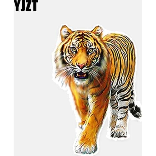 YJZT 10.2CM*15CM Personalized Animal Tiger PVC Car Window Sticker Decal Graphical 5-0518