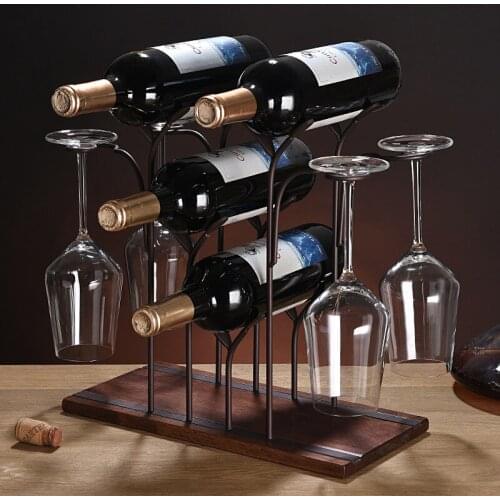 Iron Wire forest Leaf Wine Rack Stand Hanging Drinking Glasses Stemware Rack Shelf Wine Bottle & Glass Cup Holder Display MJ