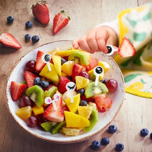 10pcs/set Mini Eye Cartoon Expression Fruit Fork Plastic Fruit Toothpick For Children Mini Skewers