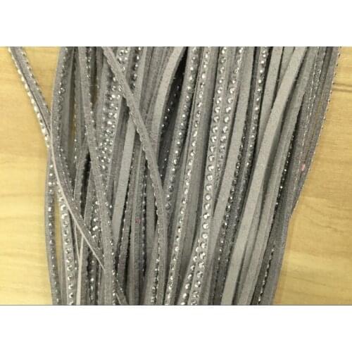 100m 3mm Gray Studded Faux Suede Leather Cord Silver Studs Faux Leather String Jewelry Findings|Microfiber Craft Supplies