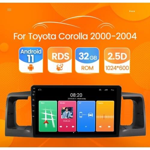 Car Radio For Toyota Corolla 2000-2004 Android 11 Quad Core 1024*600 Car DVD GPS Navigation Player Deckless Car Stereo Headunit