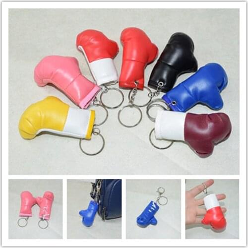 Fashion boxing gloves keychain leather Car Bag Pendant Keychain Sport PVC keychain boxer key chain accessories gift Souvenir