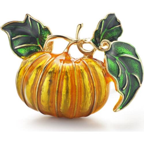 Elegant Cute Pumpkin Halloween Chic Brooch Yellow Enamel Sweet Gift Stylish Brooches Jewelry For Women Collar Suit Scarf DZ051