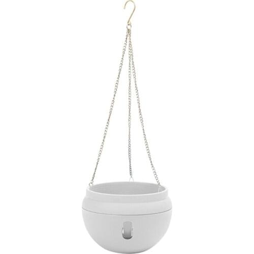Bowl-Shaped Plastic Flower Pot Garden Self Watering Hook Hanging Planter Water Storage Release Plant Holder Basket