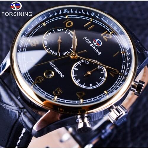 Forsining 2017 Calendar Display Luxury Business Series Genuine Leather Strap Mens Watches Top Brand Luxury Automatic Male Clock