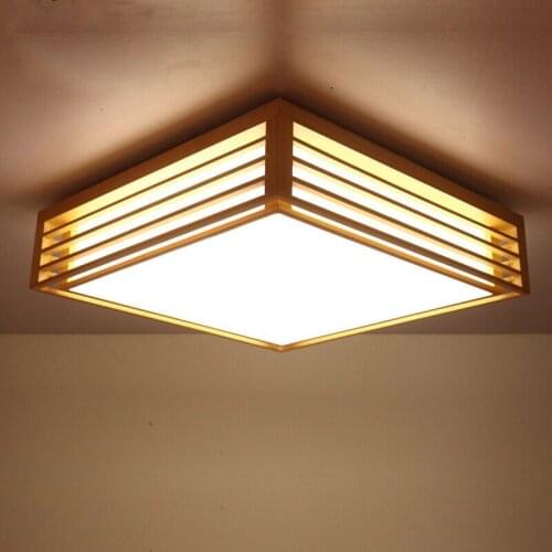 Japanese style bedroom living room ceiling light wood led new Chinese modern minimalist square Art ceiling lamp