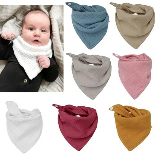 Baby Bibs Triangle Double Cotton Bibs Solid Plain Saliva Towel Baby Boys Girls Feeding Apron Cotton Bandana Bibs