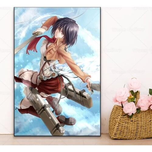 HD Gedruckt Angriff Auf Titan Leinwand Gemälde Wand Kunst Anime Mikasa Poster Modulare Bilder Rahmen Home Decor Für Wohnzimmer