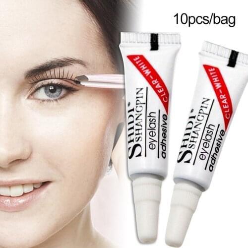 10PCS/Bag Milky White False Eyelashes Mini Glue Adhesive Eyelash Glue Easy To Wear Fast Dry Eyelash Extension Glue