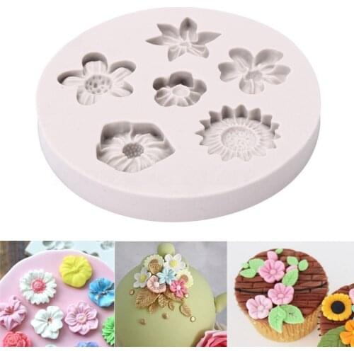 Round Silicone Cake Mold Flower-shape Chocolate Fondant Molds 3D Resin Clay Mold Baking Tool Moulds Kitchen Accessories