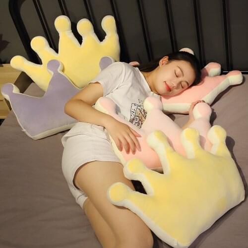1pc 50cm Cartoon Plush Crown Pillow Dolls Cute Soft Crown Toys Stuffed Sofa Cushion Girls Baby Bed Pillow Decor Birthday Gifts