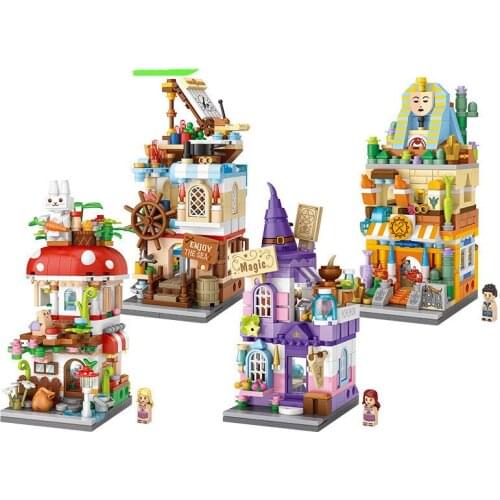 Mini City Street View Magic/Navigation/ Archaeology House Building Blocks Learning Interactive Assemble Bricks Toys for Children