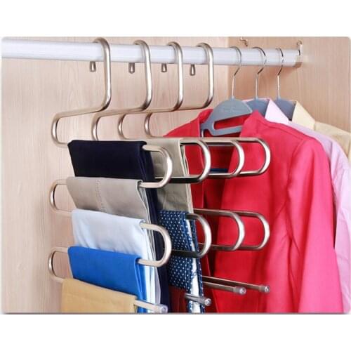 Multifunction Clothes Trousers Pants Hanger Closet Hangers Save Space Stainless Steel Wardrobe Scarf Necktie Storage Hanger