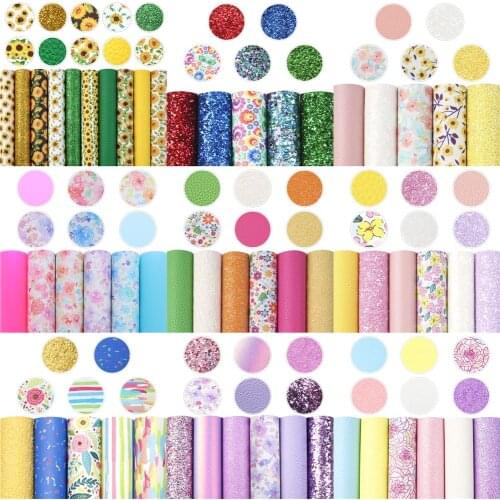 David accessories 10Pieces/set 20*33cm Sunflower Faux Synthetic Leather Fabric DIY Handmade Sewing,1Yc10005