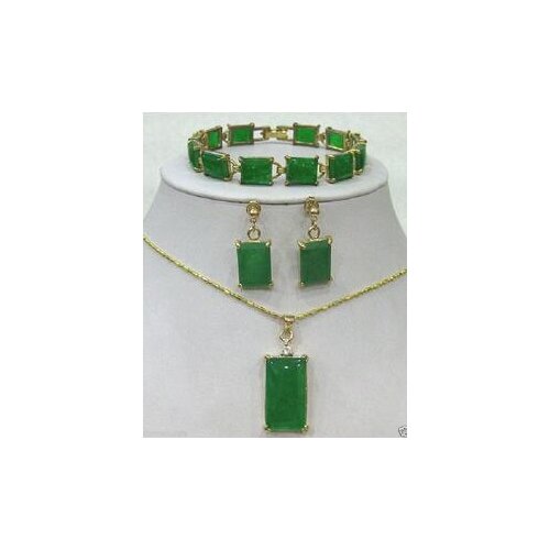 Word Fine Jewelry gem Quartz stone Gem Real natural Jewelry green stone Necklace Earing Bracelet Pendant set