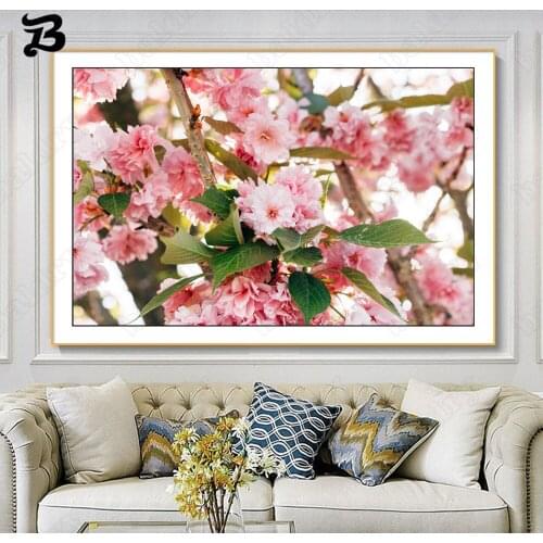 Canvas Painting Pink Flowers Plants Wall Art Landscape Painting Wall Pictures HD Prints for Living Room Home Wall Decoration
