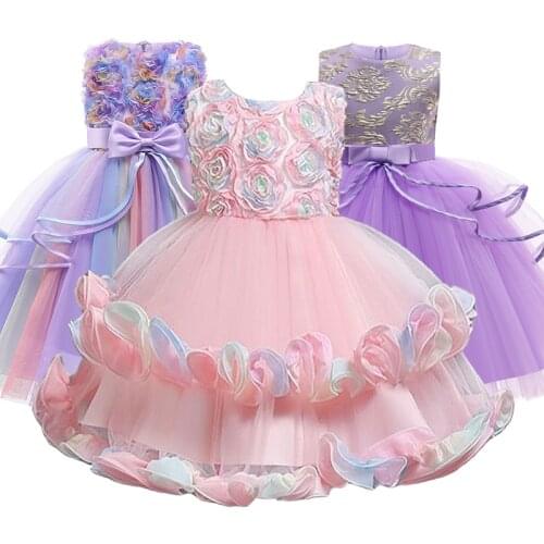 2021 New Girl Princess Tutu Dress Sweet and Beautiful Fashion Birthday Party Flower Girls Wedding Christmas Dress Kids Clothing