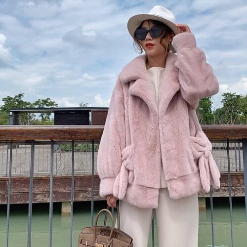 Flying lady 2021 new mink coat womens whole mink suit collar young imported mink fur coat rabbit ears