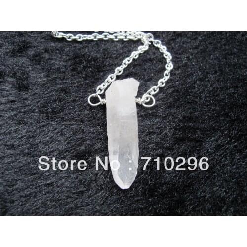 Natural Clear Quartz Rough Point necklace With Chain 10pcs/lot Handcraft Necklace Jewelry
