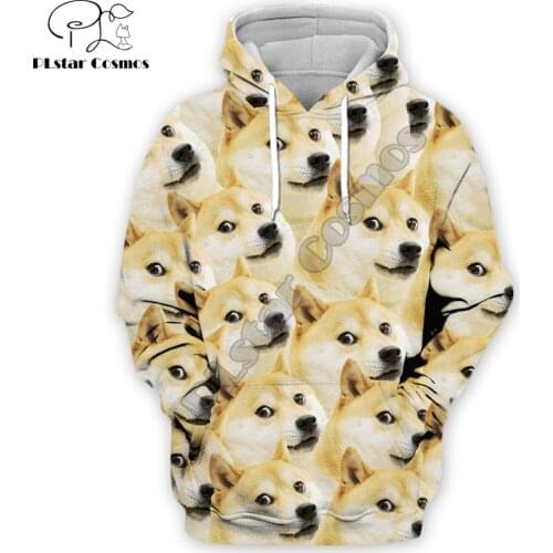 Drop shipping Fashion Men 3d animal Hoodies Funny Doge Head pullover Deus God Dog/shiba Inu Printed Unisex Sweatshirt/zip hoodie