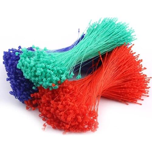 500 Pieces 5 inches Hang Tag Loop Garment Hang Tag Loop Lock Plastice Security Snap Lock Black Red Purple Green Blue White Color