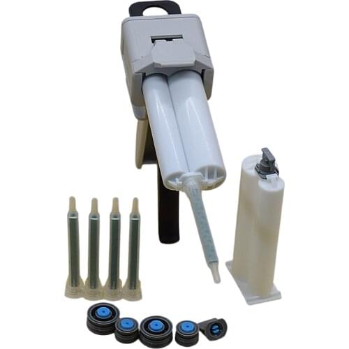 50ml 1:2 AB Epoxy Glue Gun Applicator Manual Caulking Gun Dispenser 2pcs 50ml 1:2 Empty Dual-Barrel Cartridge 5pc AB Mixed Tube