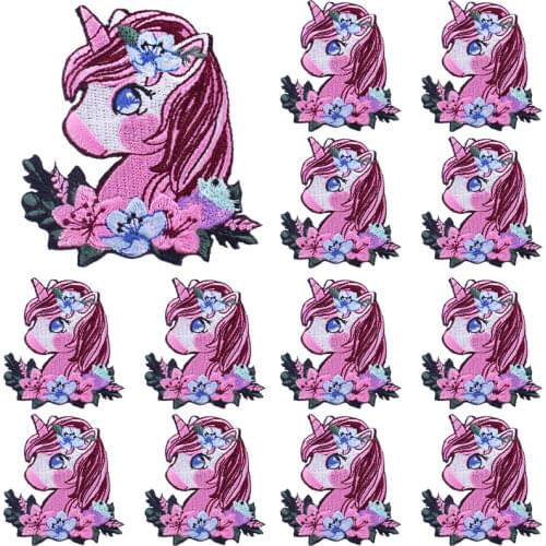 Prajna 10PCS wholesale Cartoon Unicorn Embroideerd Patches For Clothing DIY Cute Cartoon Sticker On Clothes Unicorn Badge