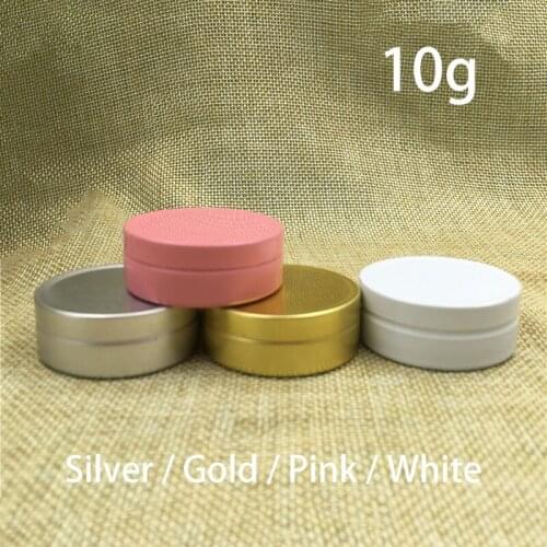 10pcs 10g Empty Aluminum Jar 10ml Lip Balm Container Lotion Eye Cream Sample Travel Packaging Gold Silver White Pink Bottles