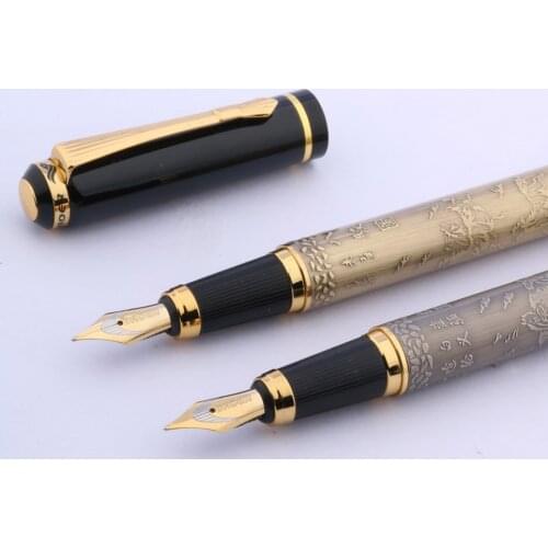 Luxury BAOER 507 relief Traditional Chinese painting eight jun figure golden Trim Fountain pen Stationery Office Supplies